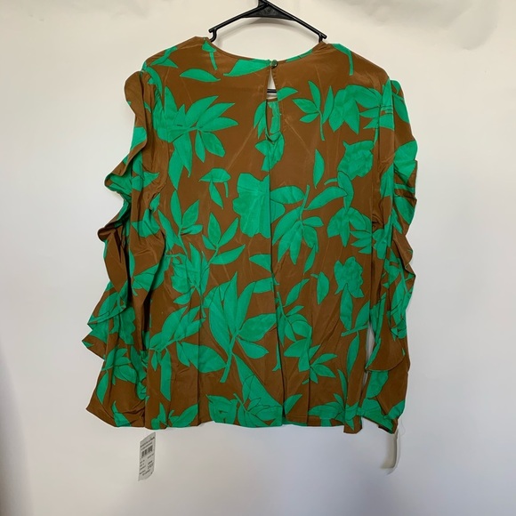 Brown Green Blouse with Leaves Print Size XL NWT - Picture 4 of 8